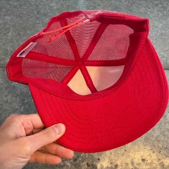 Vintage Safety Kleen Patch Snapback Trucker Hat Cap Red USA Made Mesh 90s Y2K - Picture 7 of 9